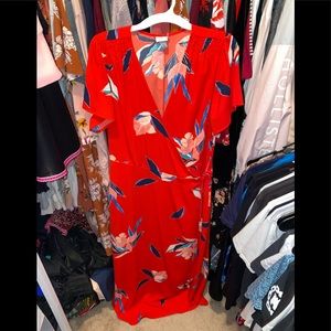 Floral V-neck dress! Never worn before!